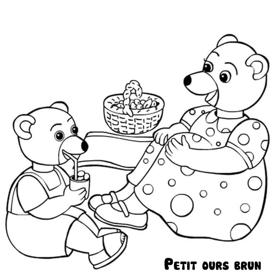 coloriage Petit Ours Brun à imprimer pour enfant de 2 ans