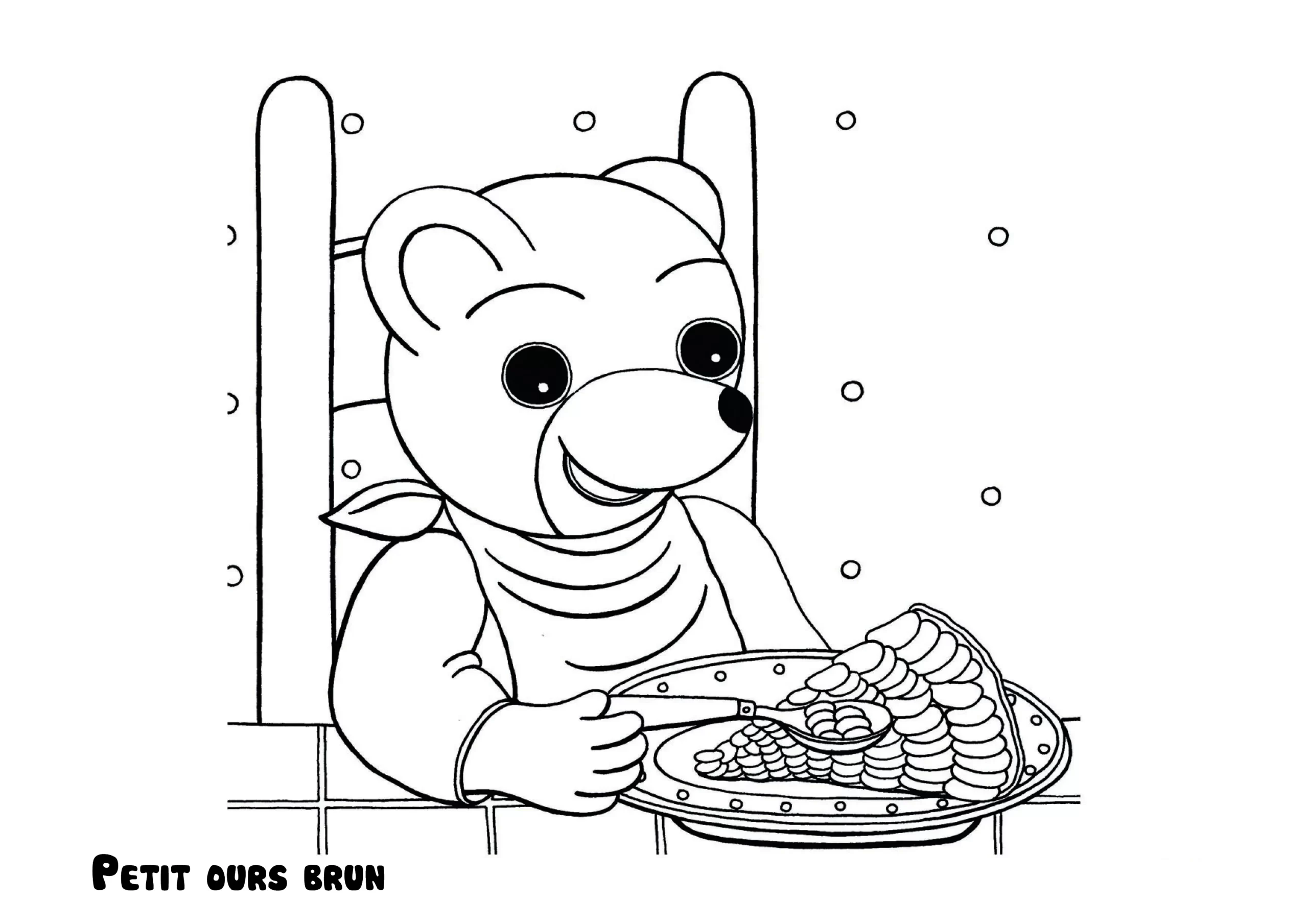 coloriage Petit Ours Brun a imprimer pour enfant de 4 ans