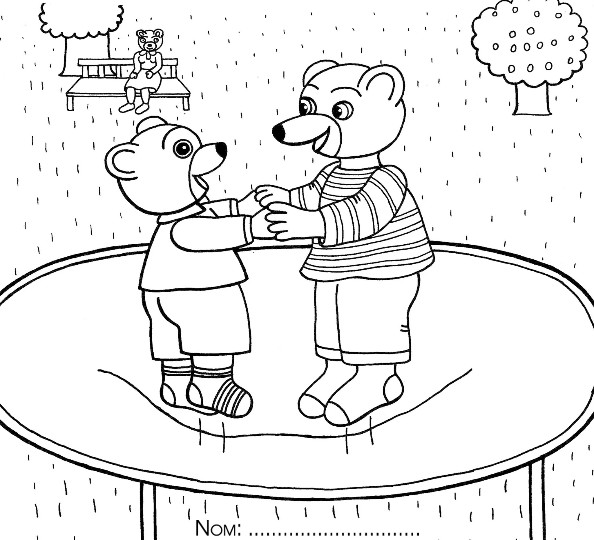 coloriage Petit Ours Brun pour enfant de 3 ans