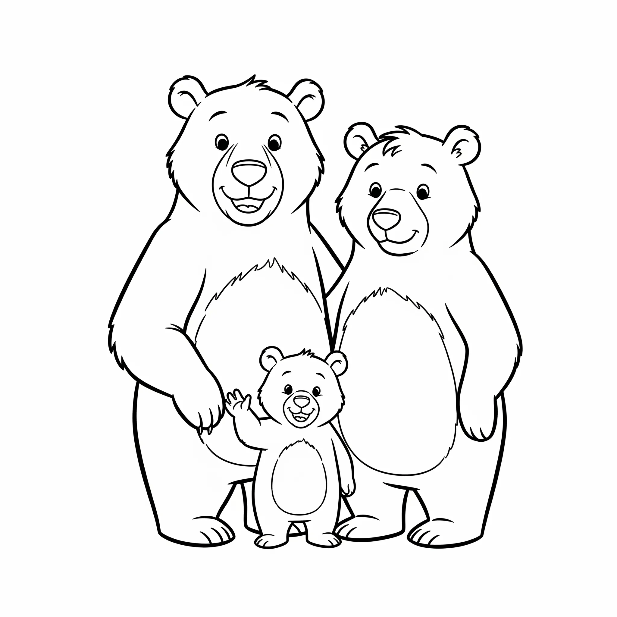 coloriage Petit Ours Brun et la Famille à imprimer pour enfant de 4 ans