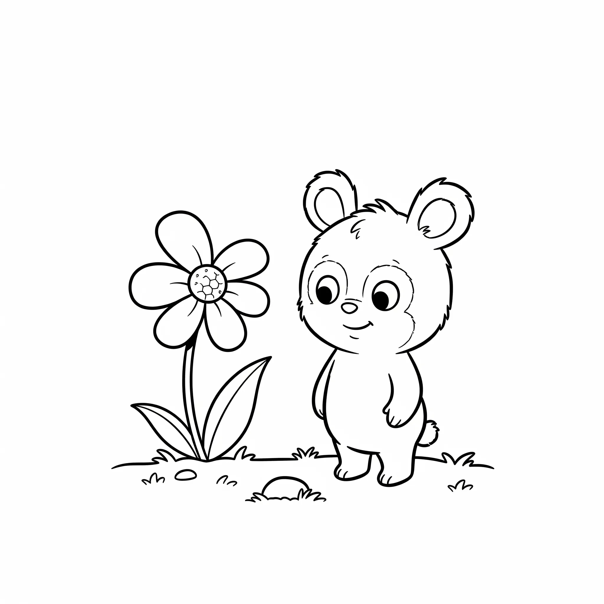 coloriage Petit Ours Brun et la fleur a dessiner et imprimer