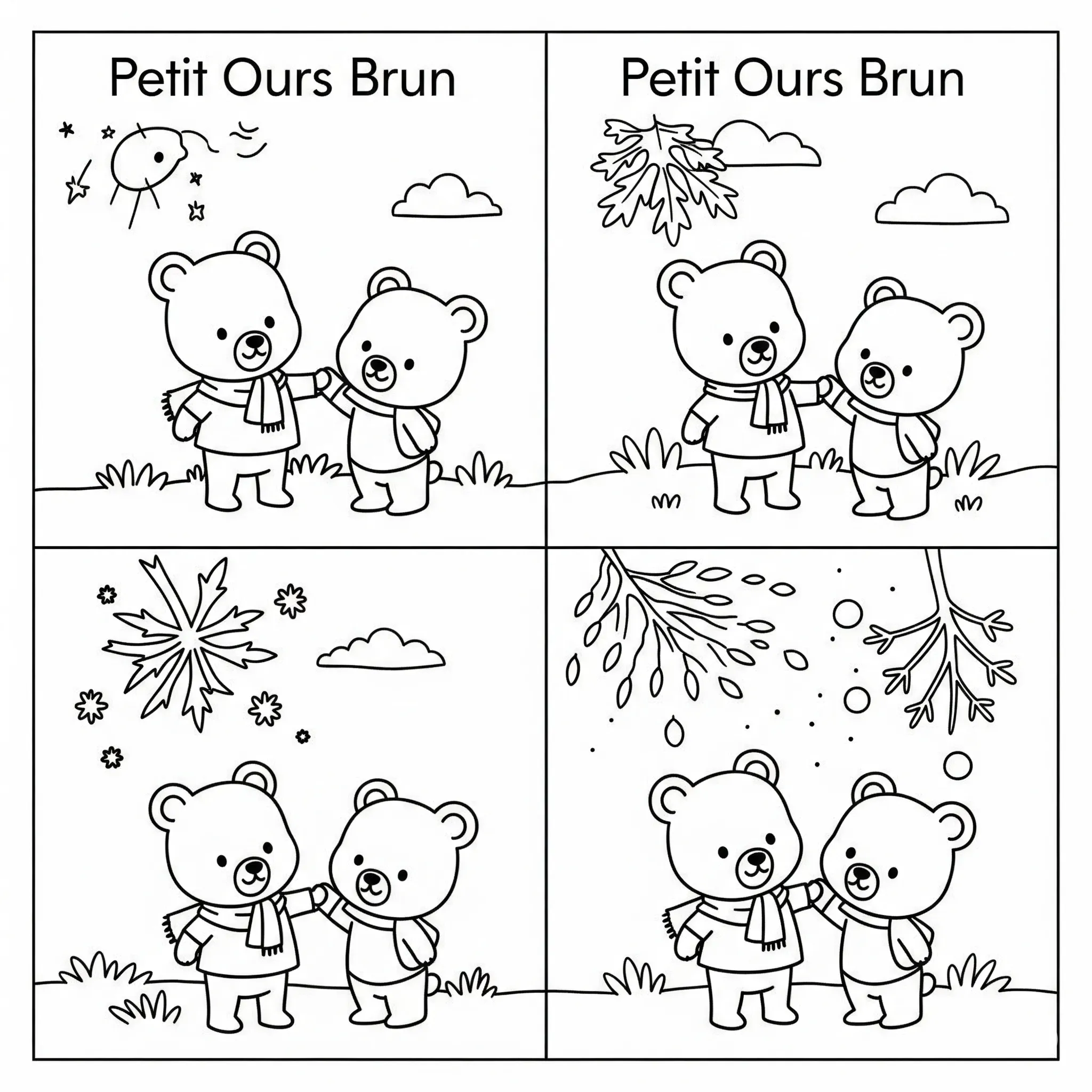 coloriage Petit Ours Brun et les Saisons gratuit pour enfants