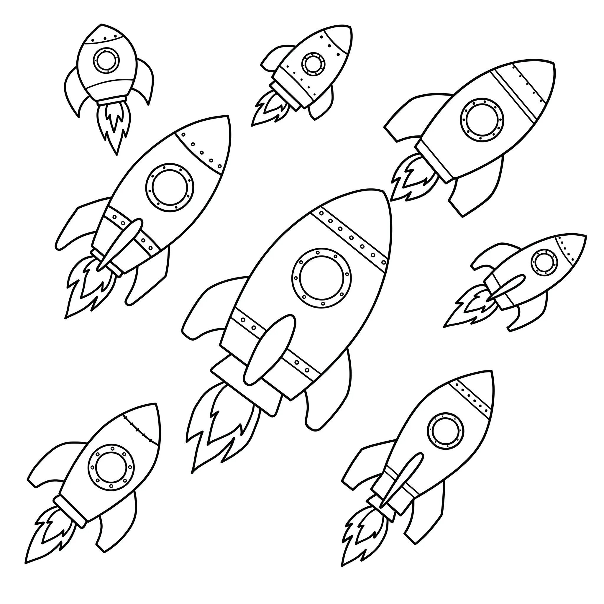 coloriage Plusieurs petites fusées pour primaire