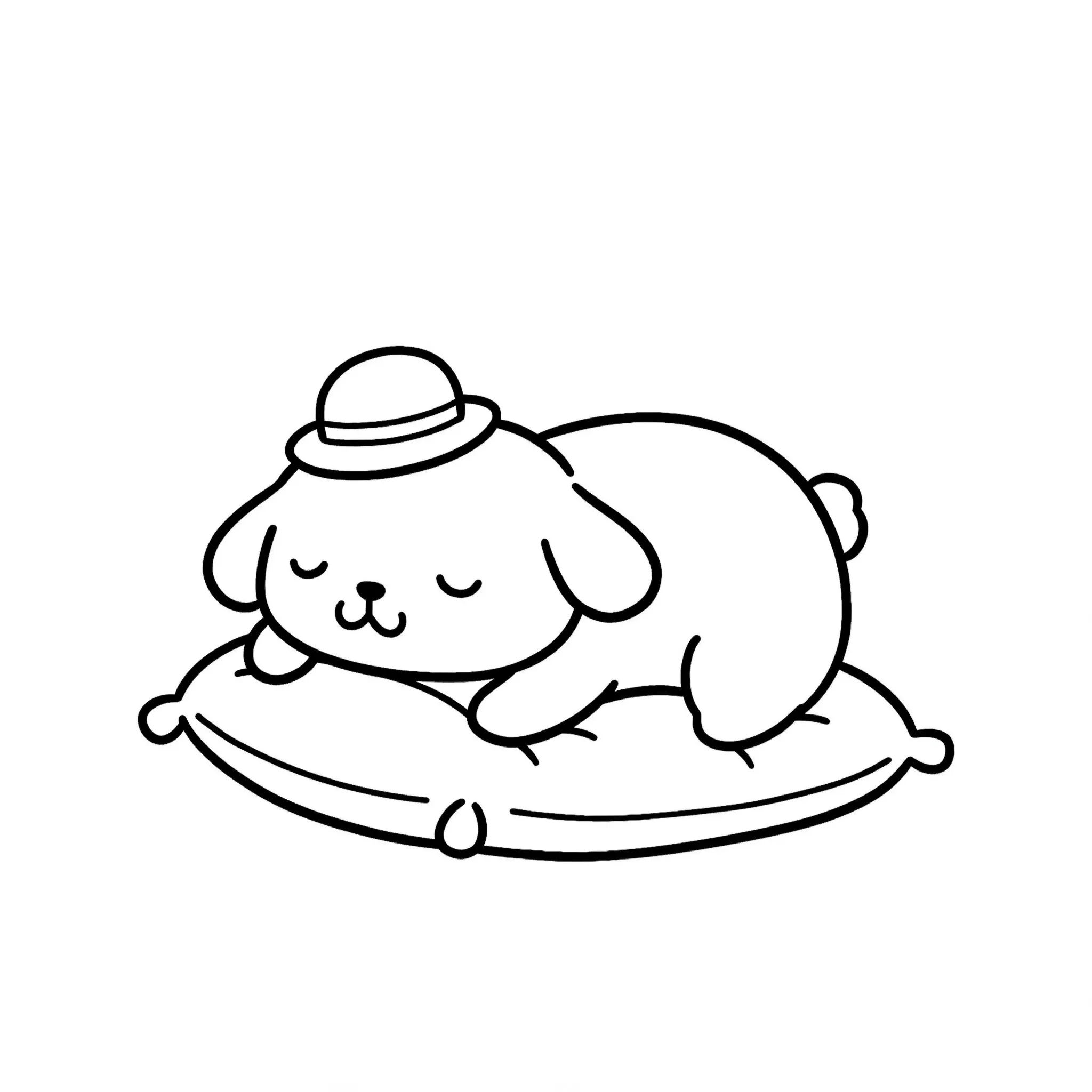 coloriage Pompompurin dormant sur un coussin en ligne
