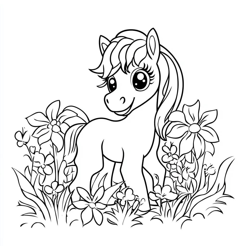 coloriage Poney à imprimer pour enfant de 2 ans