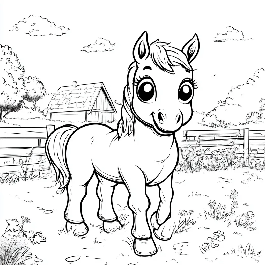 coloriage Poney à imprimer pour enfant de 9 ans