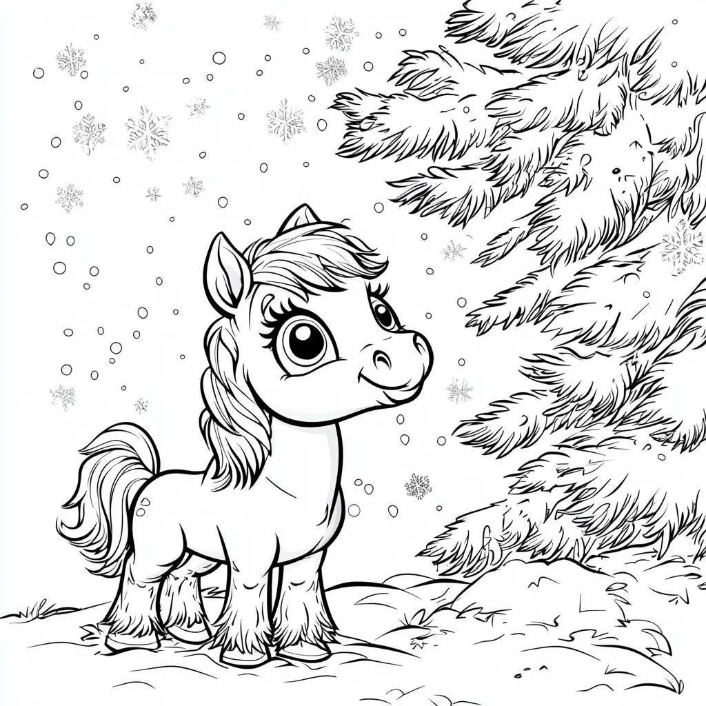 image de coloriage Poney pour enfant