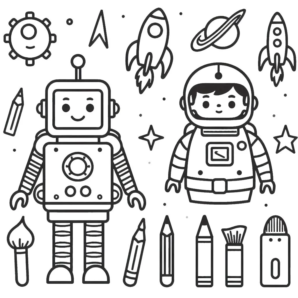 coloriage Robot pour enfants à imprimer 1