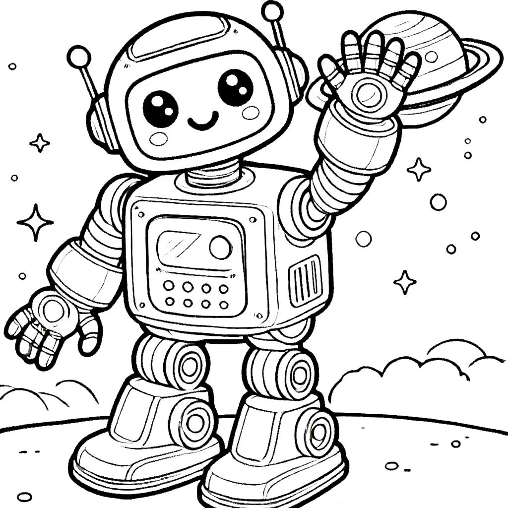 coloriage Robot à imprimer kawaii