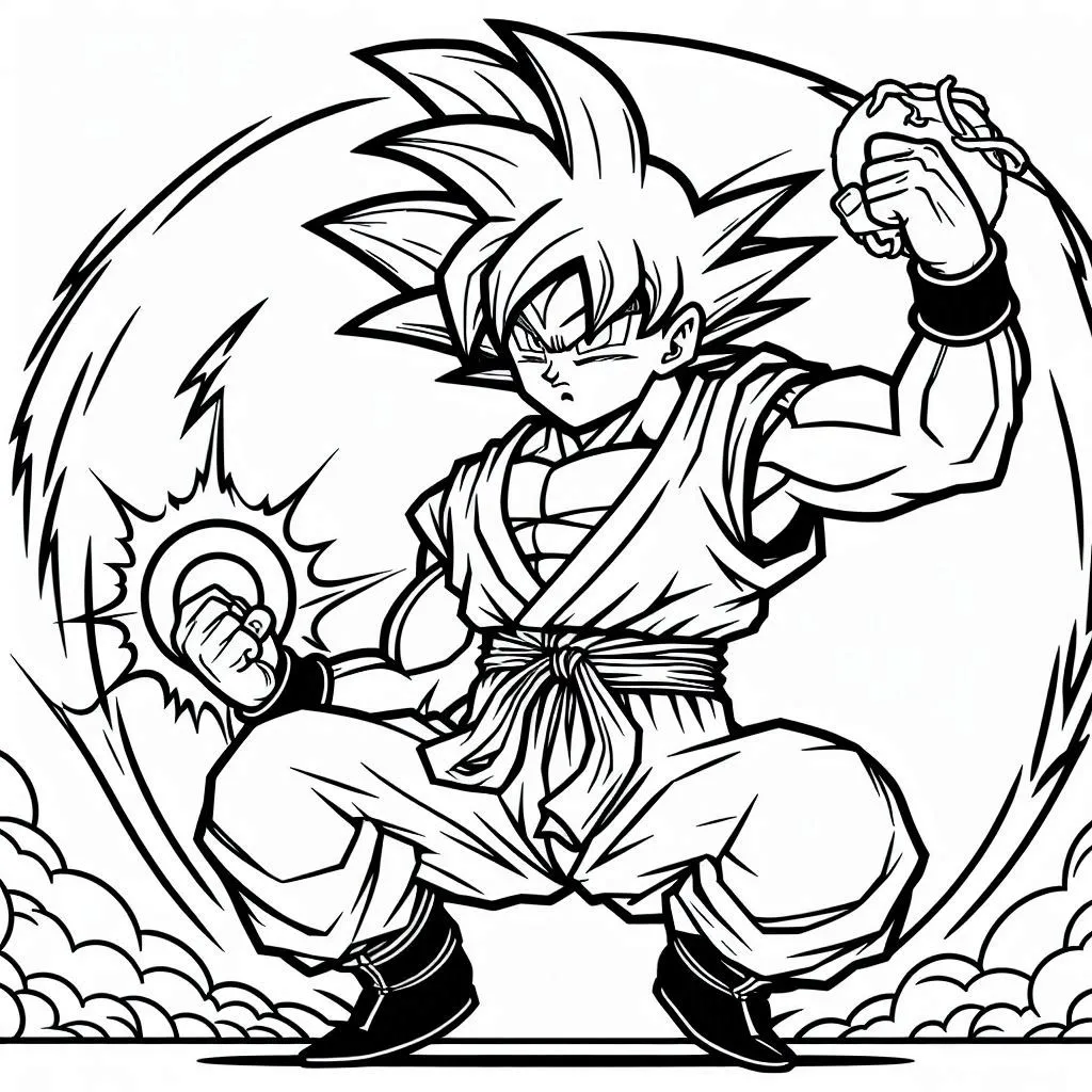 coloriage Sangoku à imprimer gratuit