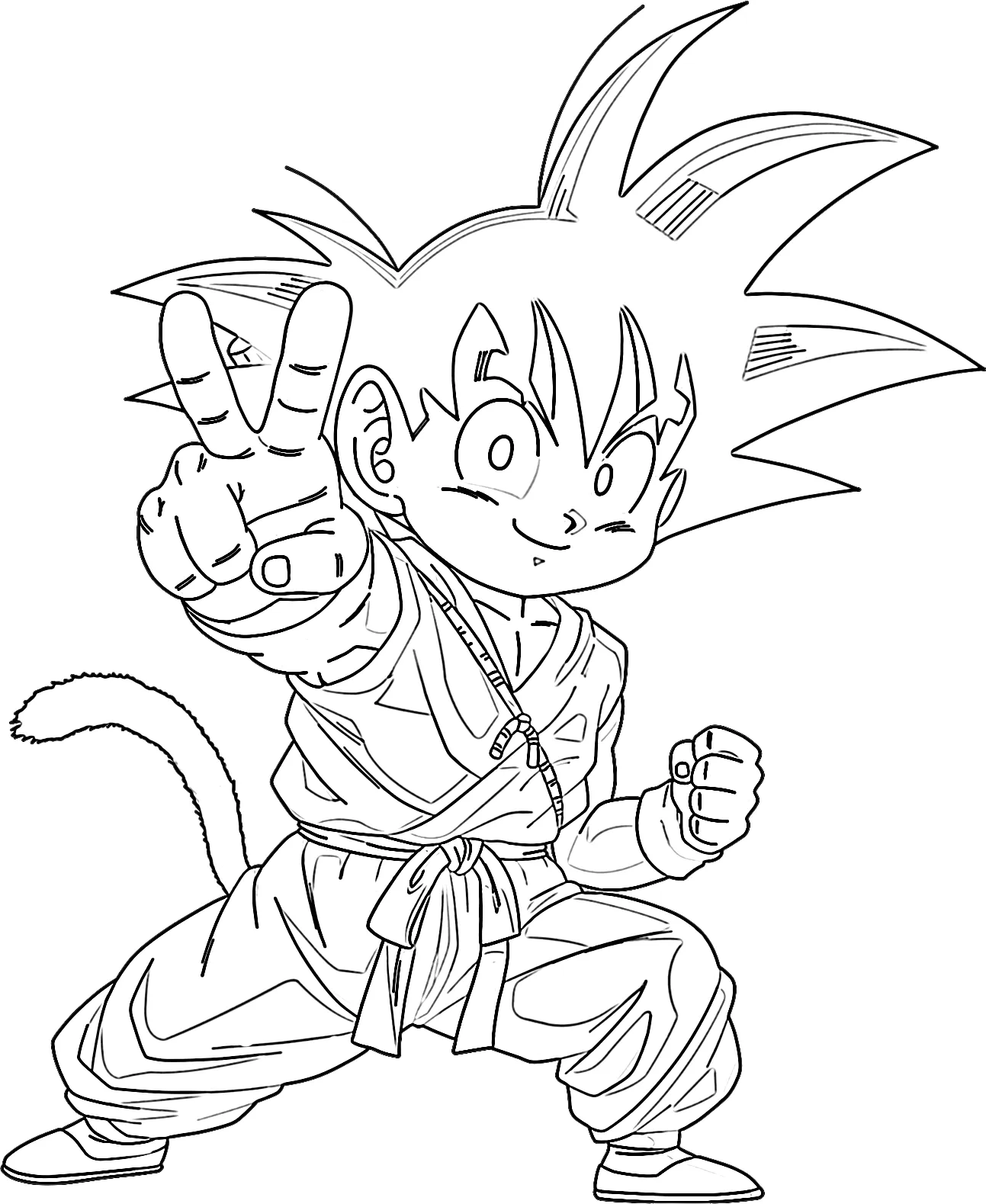 coloriage Sangoku à imprimer pour enfant de 9 ans