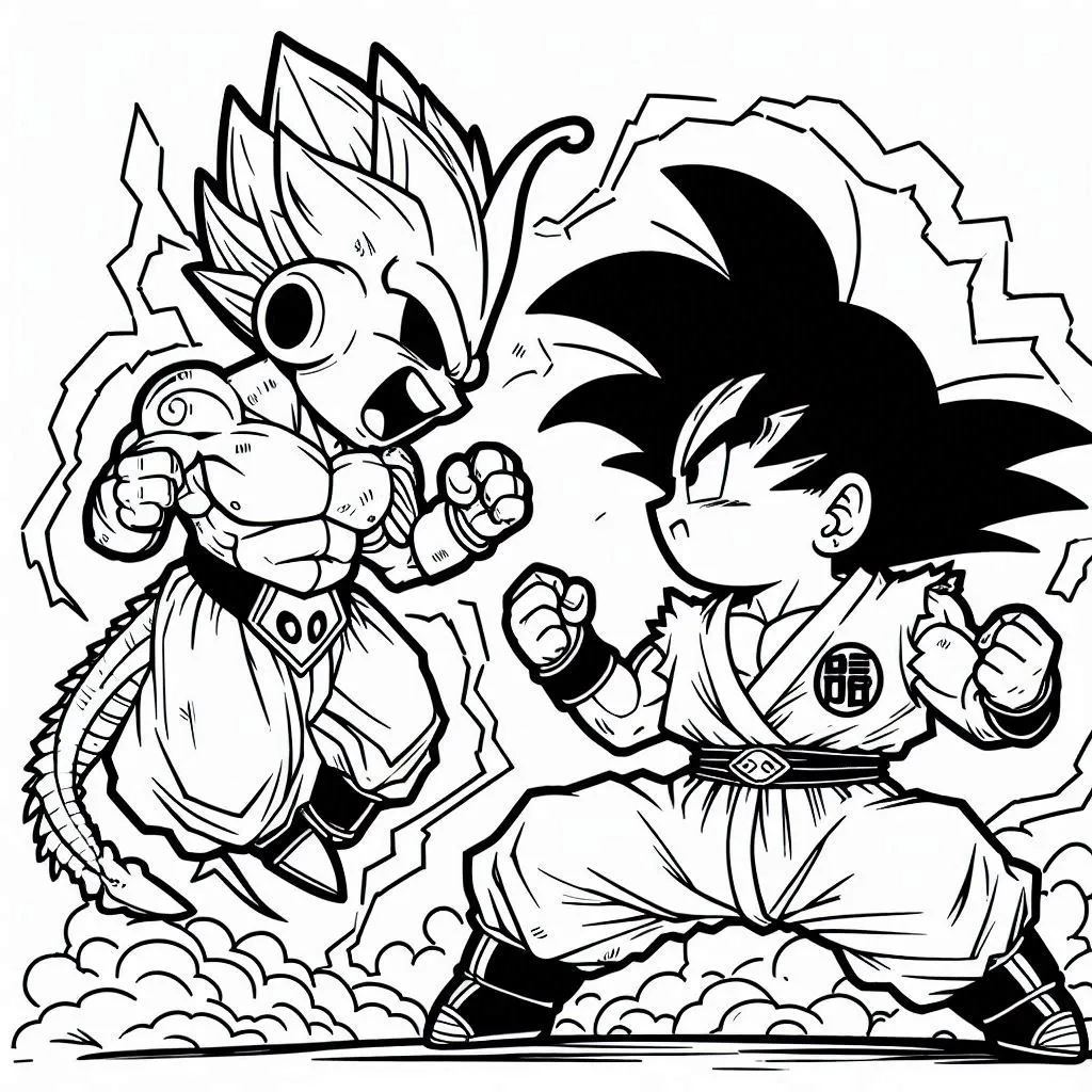 coloriage Sangoku et apprentissage