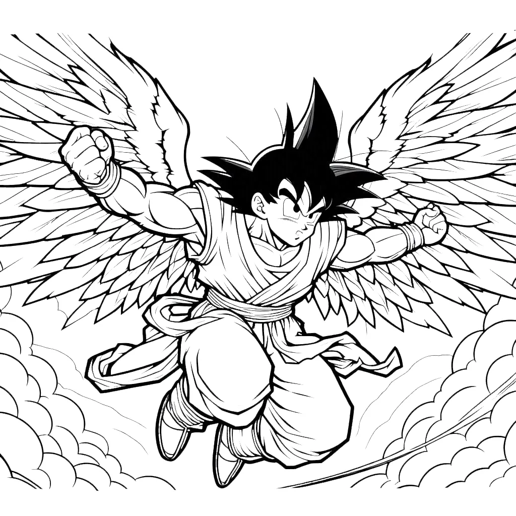 coloriage Sangoku pour enfants a imprimer gratuit