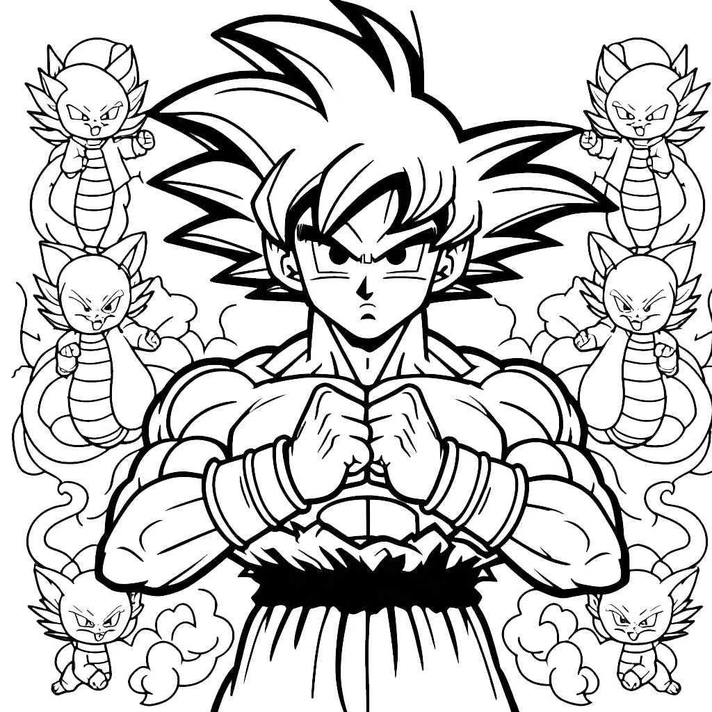 coloriage Sangoku à imprimer pour enfant de 4 ans