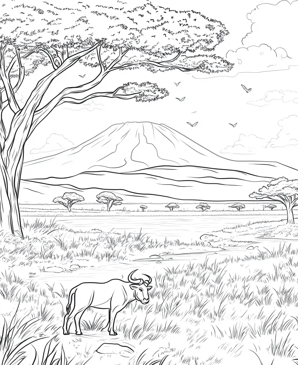 coloriage Savane à imprimer pour enfant de 8 ans