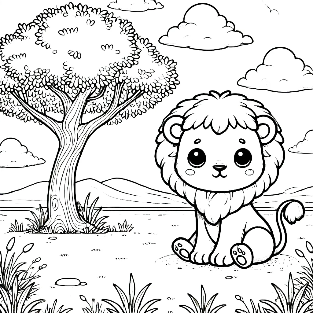 coloriage Savane à imprimer pour enfants 1