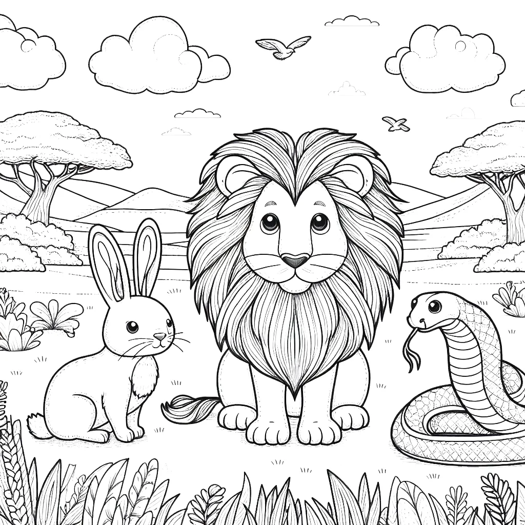 image pour coloriage Savane enfant