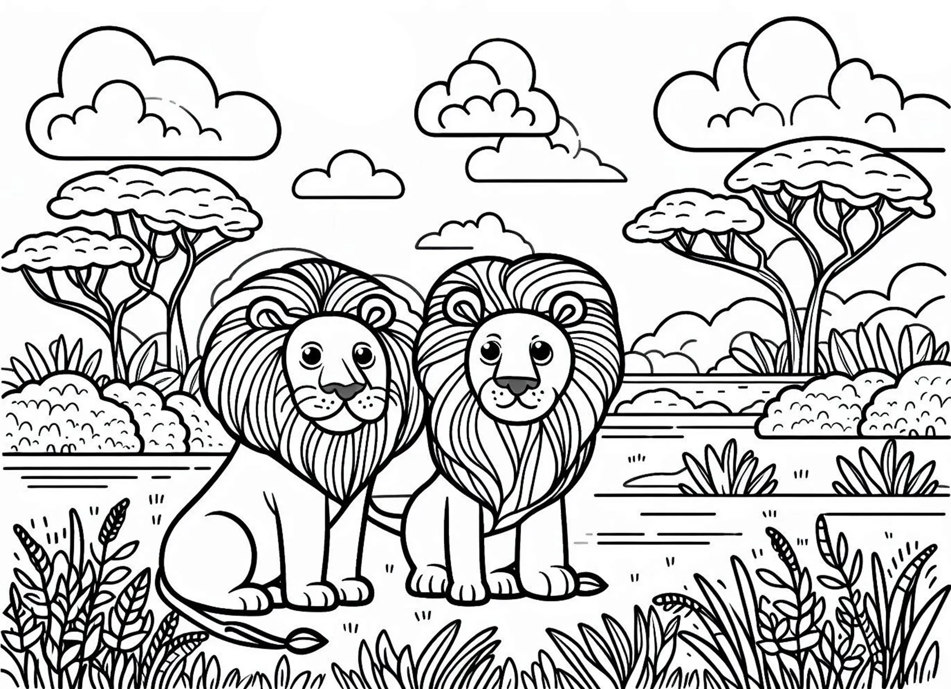 coloriage Savane à imprimer pour enfant de 2 ans