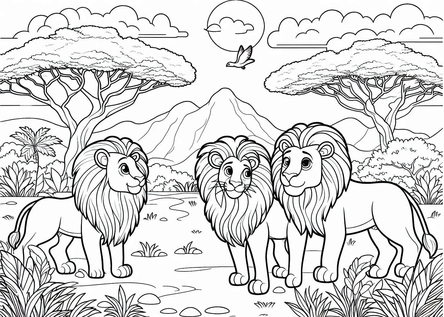 coloriage Savane et découpage à imprimer