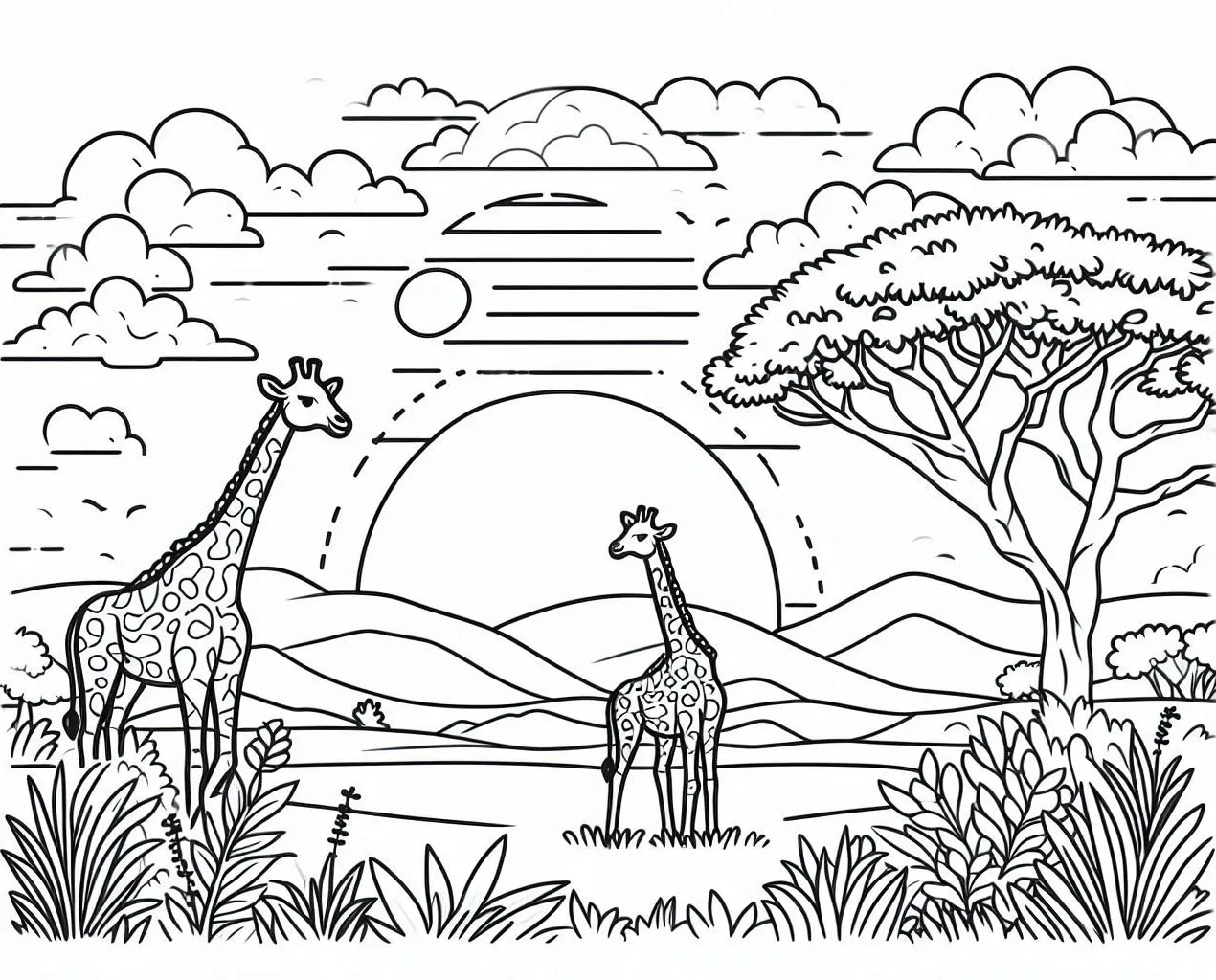 coloriage Savane et apprentissage