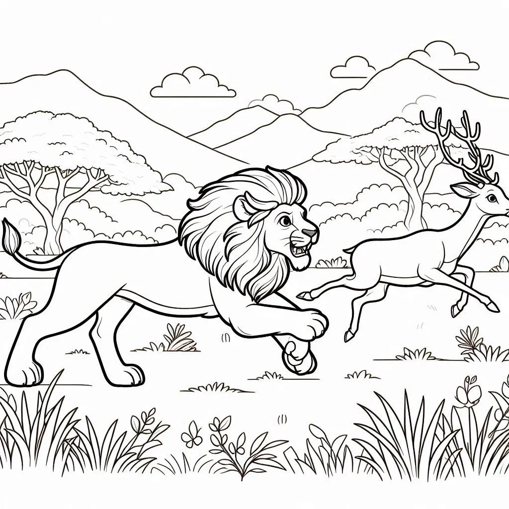 coloriage Savane à imprimer pour enfant de 6 ans