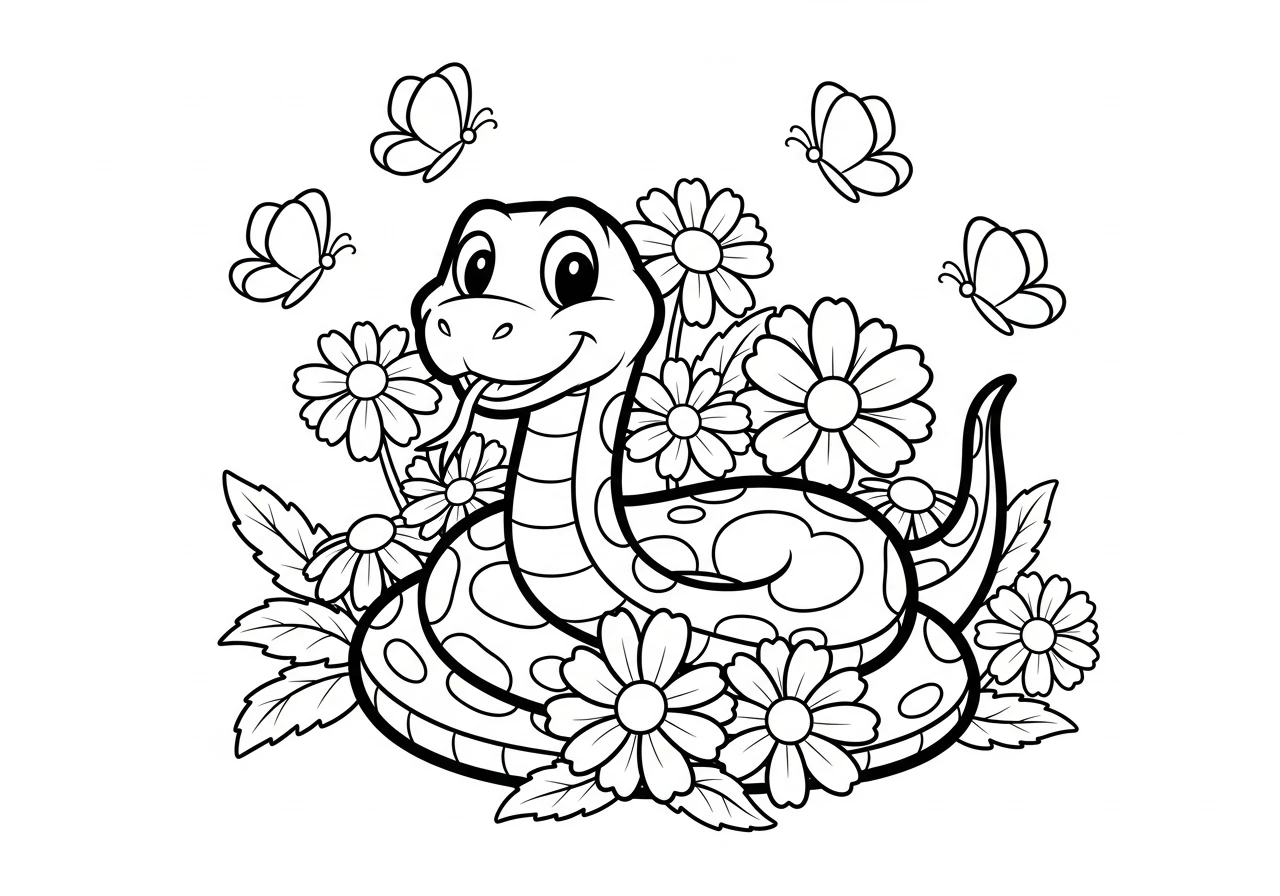 coloriage Serpent et decoupage a imprimer gratuit