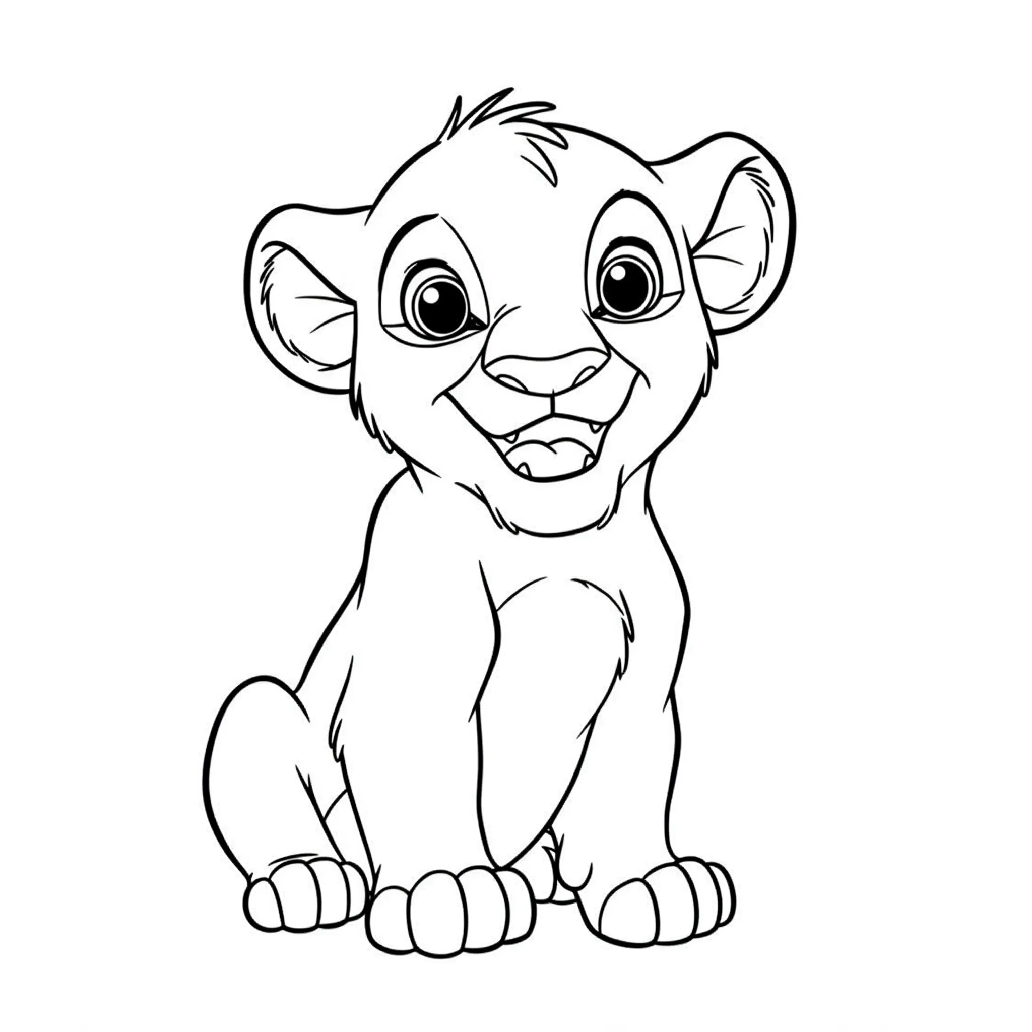 coloriage Simba bébé qui sourit gratuit en ligne