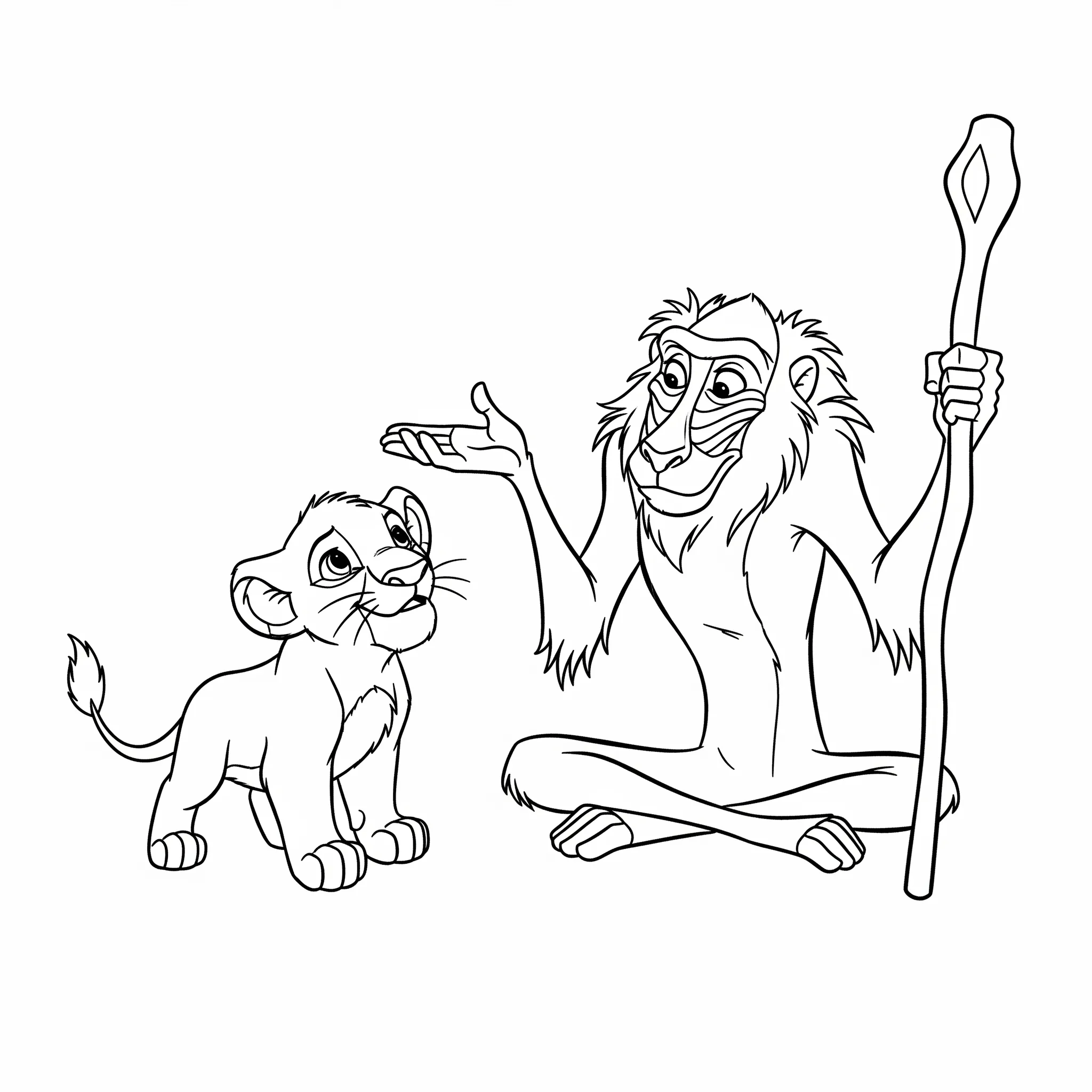 coloriage Simba et Rafiki pour enfant de 10 ans