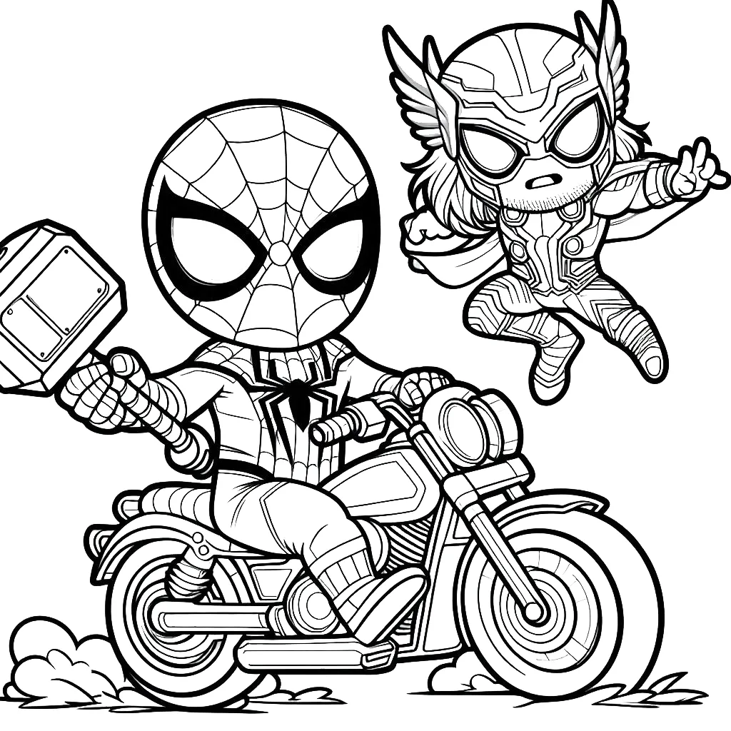 image pour coloriage Spiderman Moto enfant