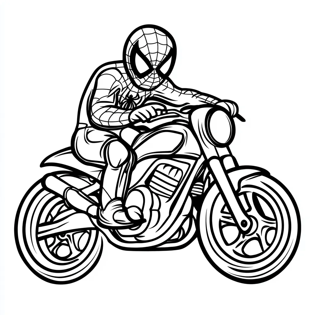 image pour coloriage Spiderman Moto enfant 1