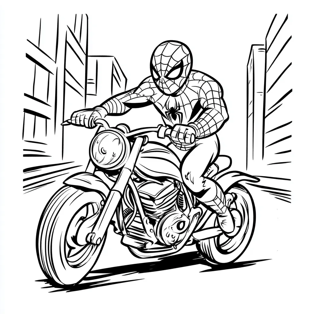 coloriage Spiderman Moto à imprimer pdf