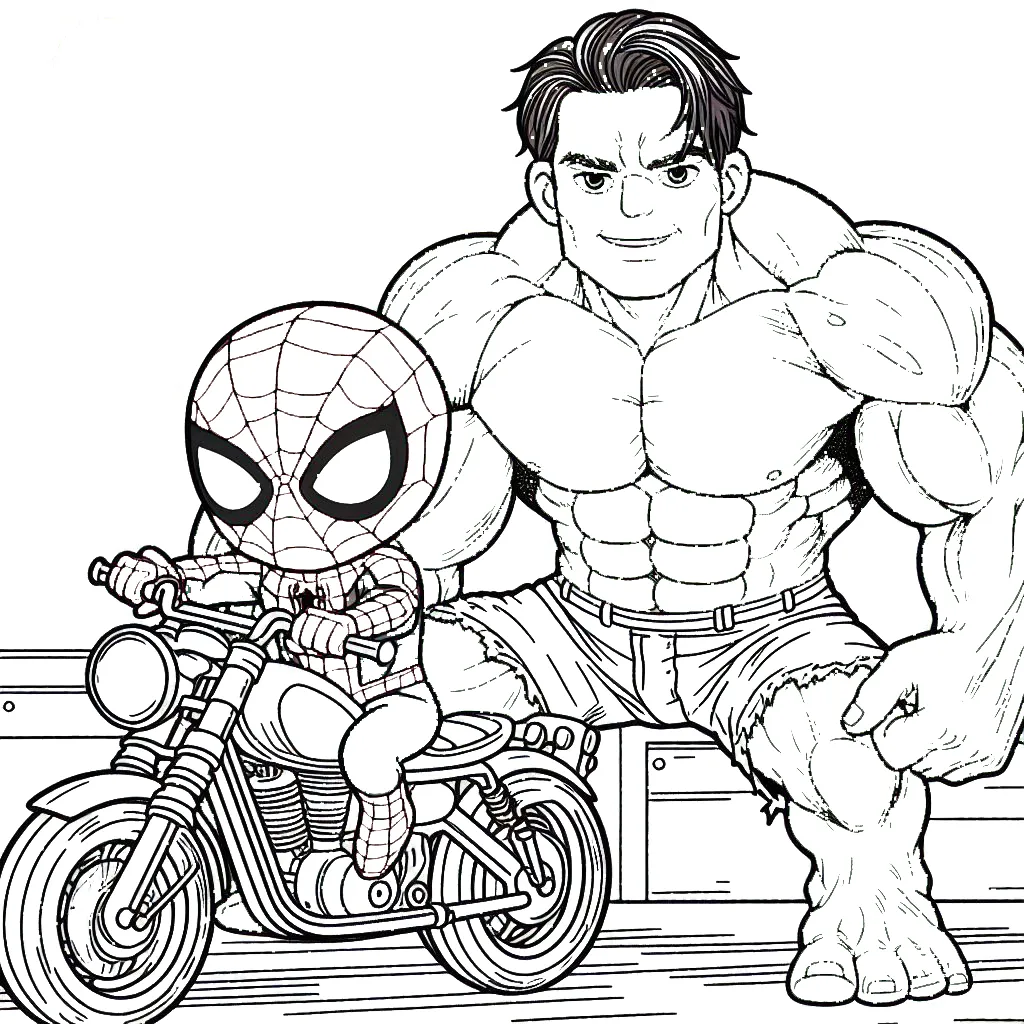 coloriage Spiderman Moto pour enfant de 7 ans