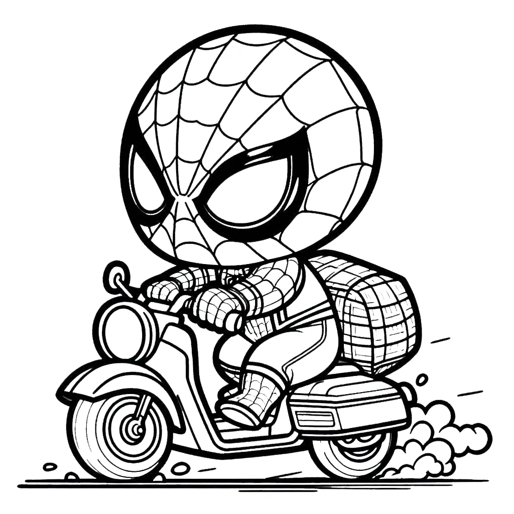 coloriage Spiderman Moto pour bebe a imprimer