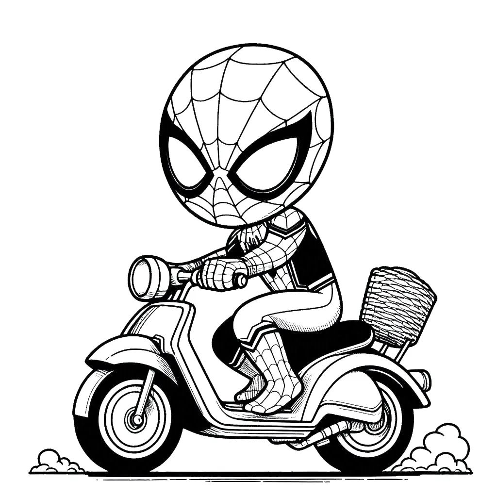 coloriage Spiderman Moto et decoupage a imprimer gratuit 1