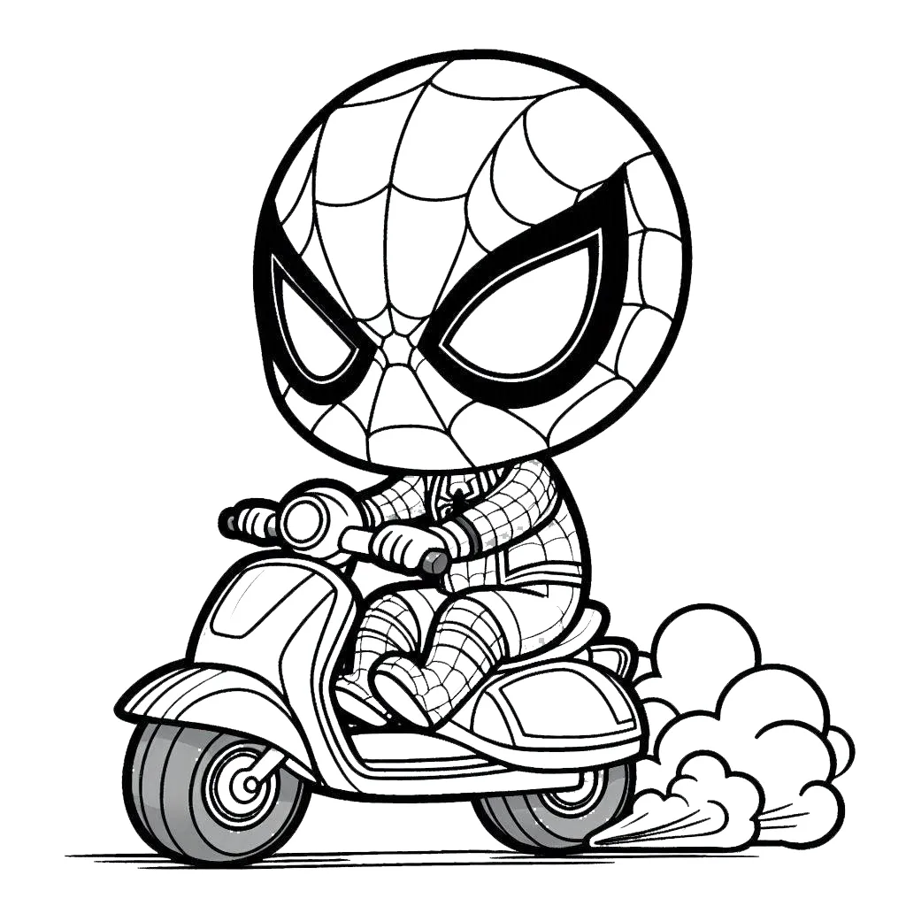 coloriage Spiderman Moto pour enfants à télécharger 1