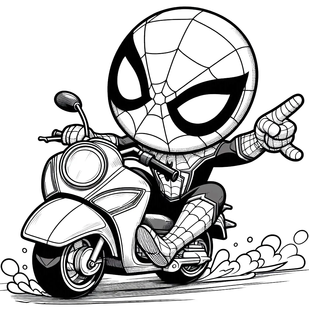 coloriage Spiderman Moto pour enfant de à imprimer