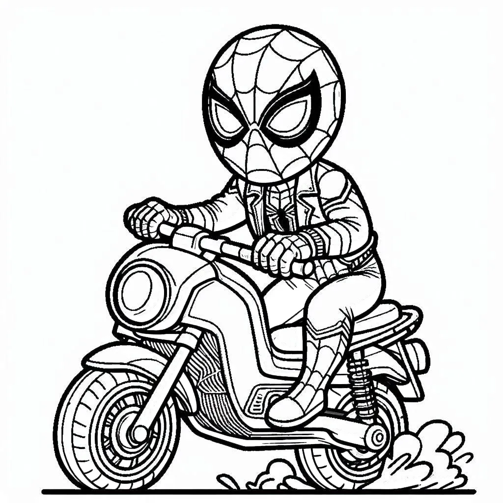 imprimer coloriage Spiderman Moto gratuit