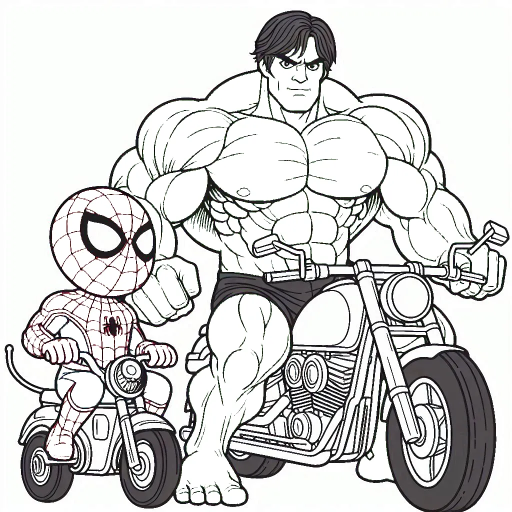 coloriage Spiderman Moto à imprimer