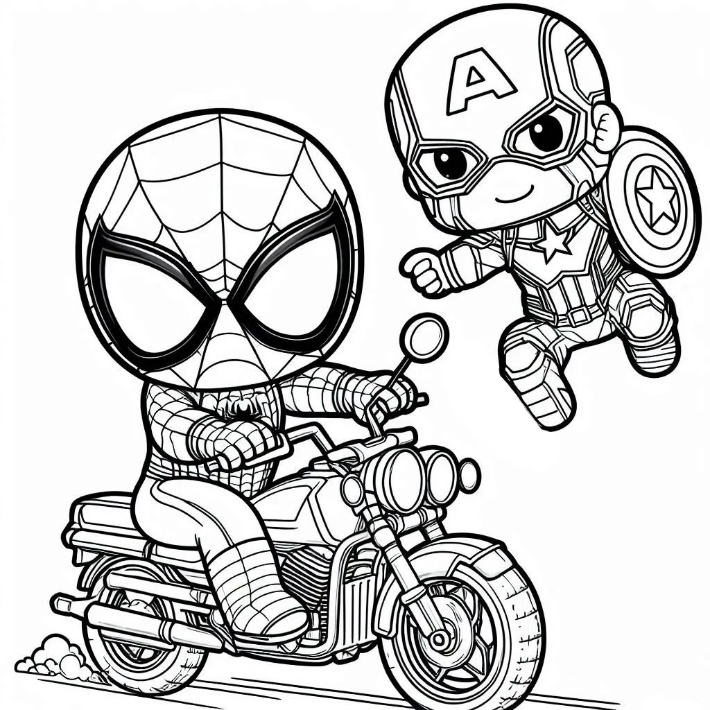 coloriage Spiderman Moto pour enfants à télécharger