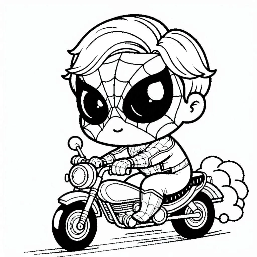 imprimer coloriage Spiderman Moto gratuit 1