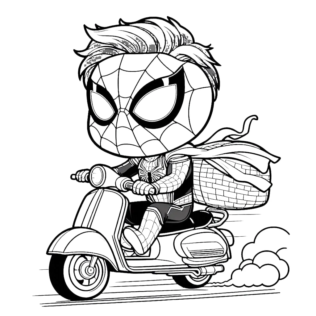 imprimer coloriage Spiderman Moto pour enfant