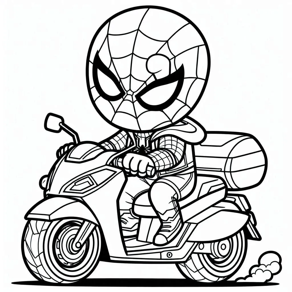 coloriage Spiderman Moto pour enfant gratuit