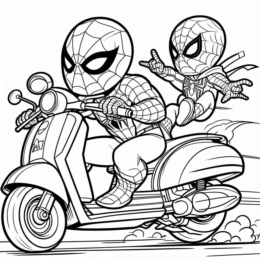 coloriage Spiderman Moto gratuit en ligne