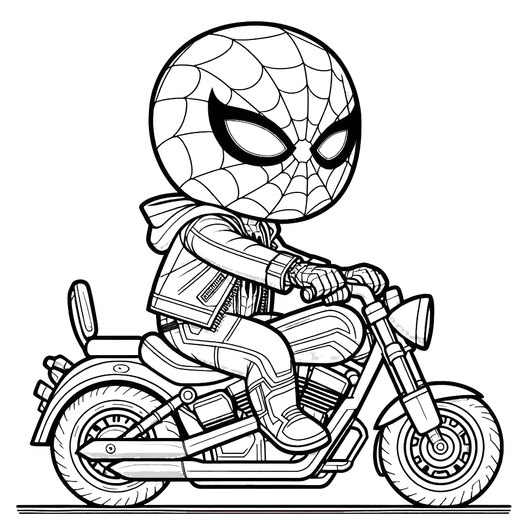 coloriage Spiderman Moto a telecharger