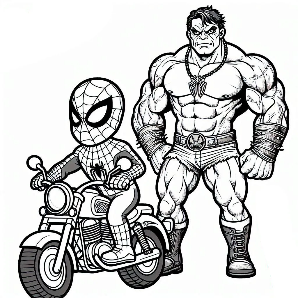 coloriage Spiderman Moto à imprimer pour enfant de 9 ans 1