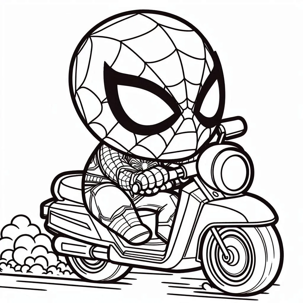 a imprimer coloriage Spiderman Moto gratuit