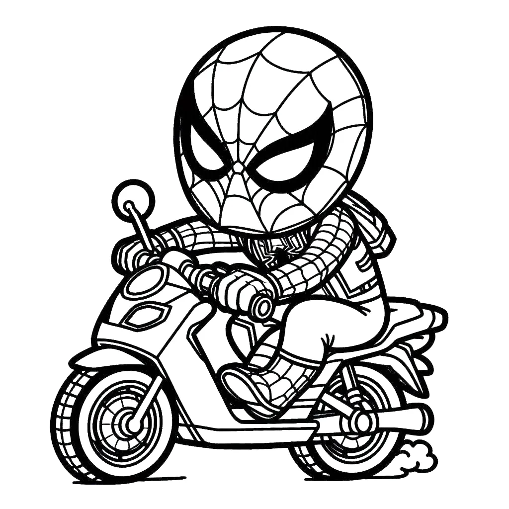 coloriage Spiderman Moto à imprimer pour enfant de 10 ans