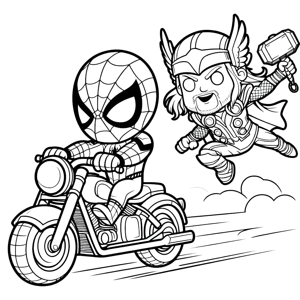 coloriage Spiderman Moto pour enfants a imprimer