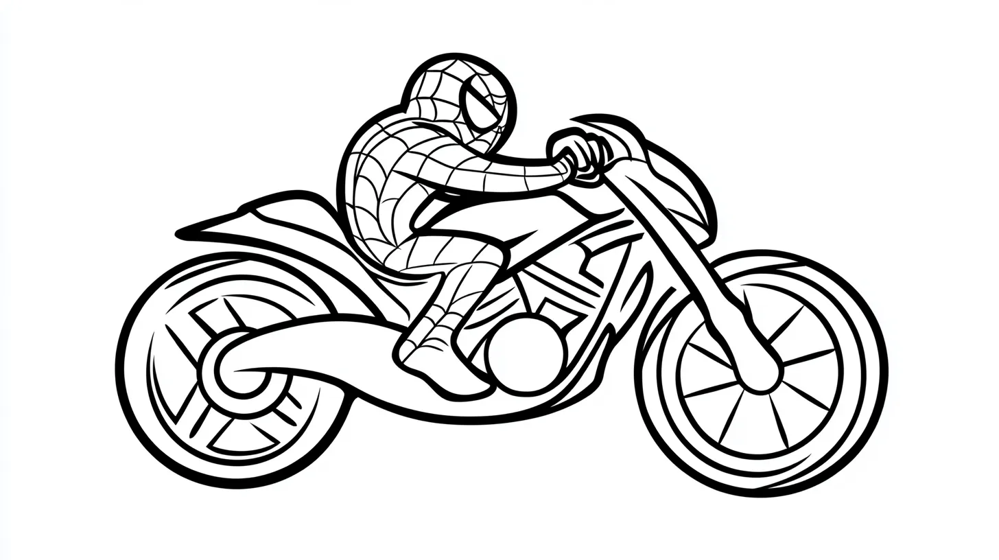 coloriage Spiderman Moto pour enfant de 10 ans