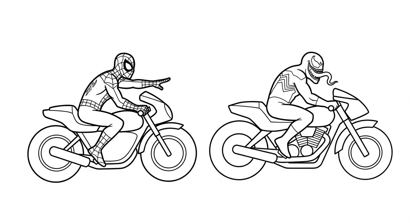 coloriage Spiderman Moto update a imprimer